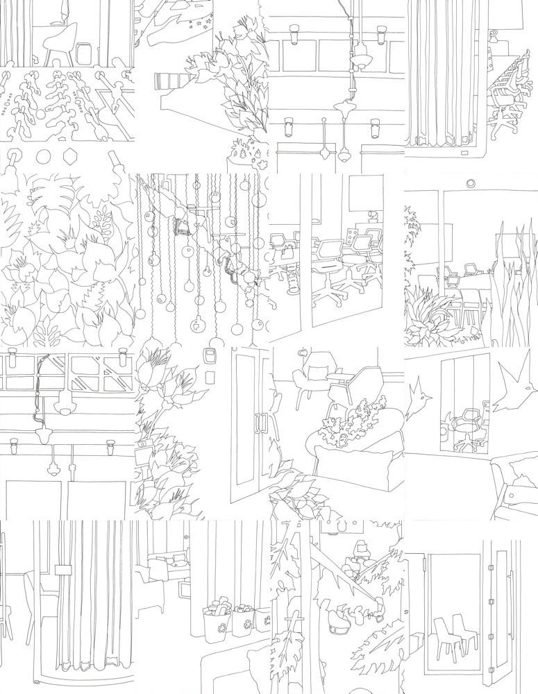 Eva Früh, artist: inside google, installation, auswahl aus 130 zeichnungen